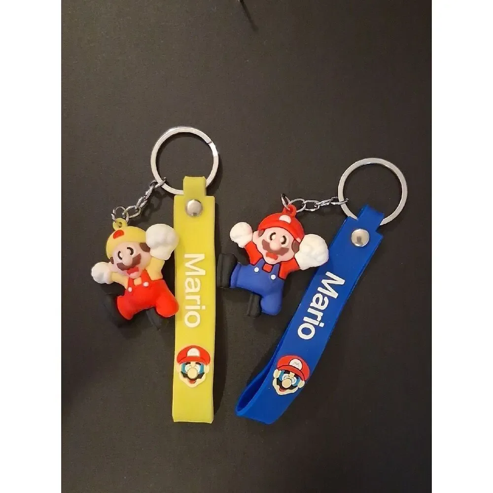 2 Mario Kids Keychain Set - Yellow and Blue Mario Figures New In Package